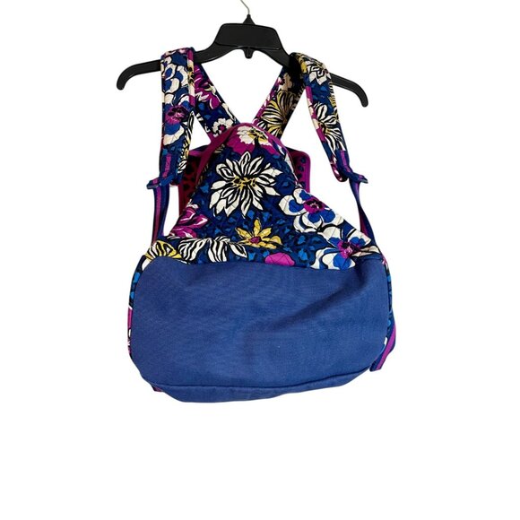 Vera Bradley Canvas Colorblock Backpack Purple Blue Floral School Bag - Picture 7 of 12